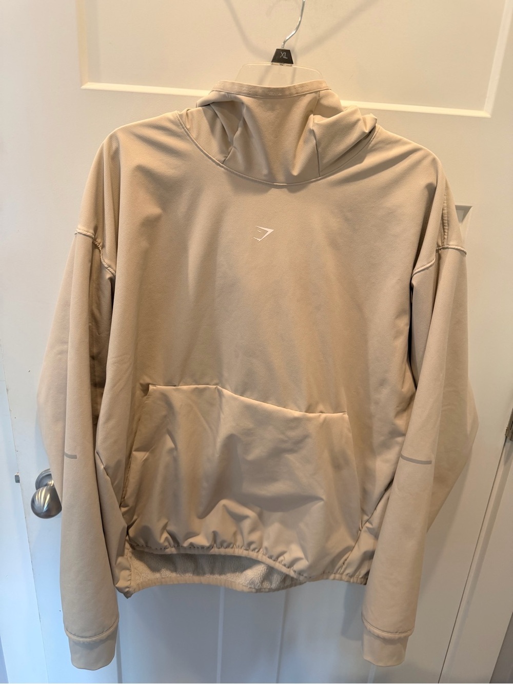 Gymshark Large Beige Sherpa Lined Performance Pullover Hoodie